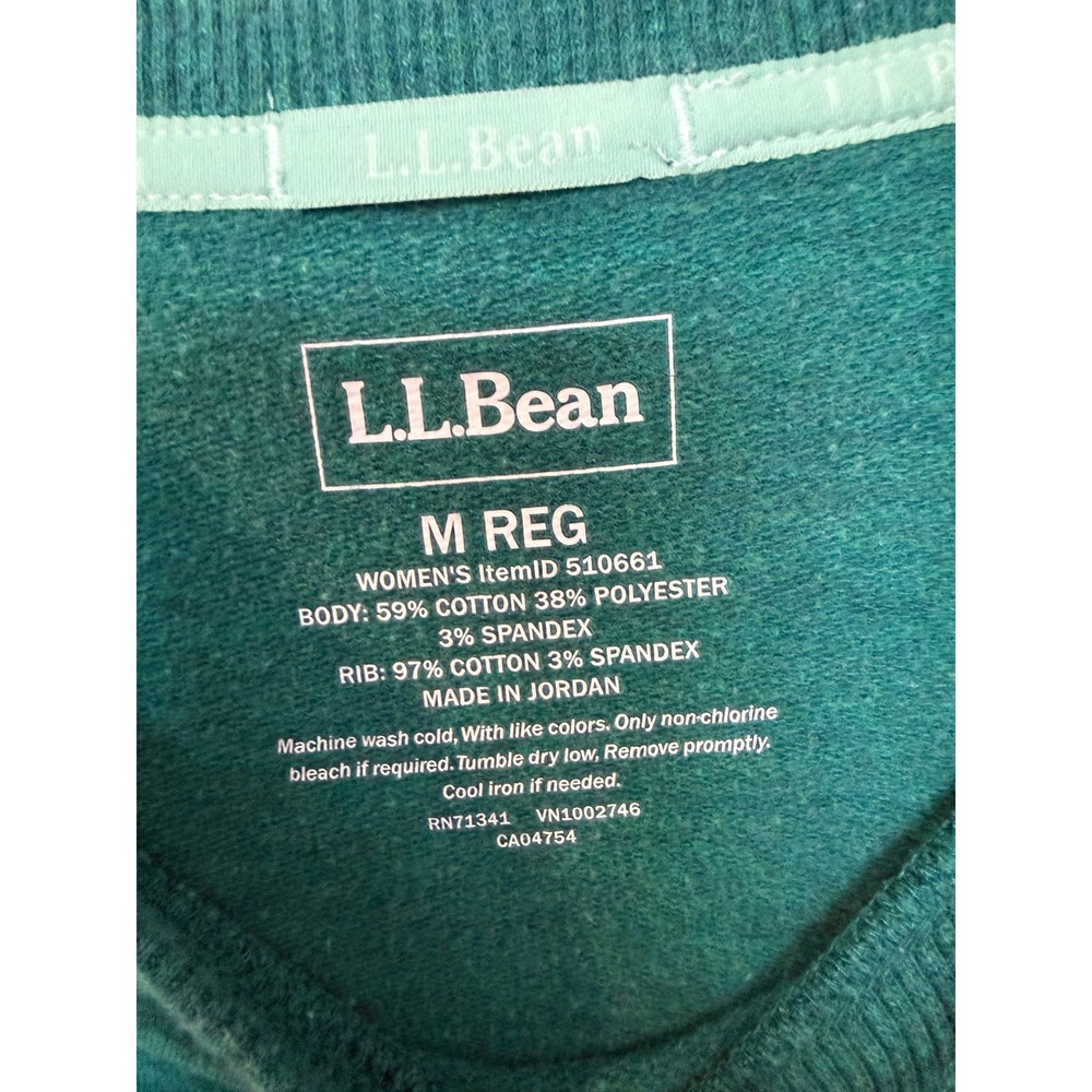 L.L.Bean Teal Crewneck Pullover Sweatshirt Womens Medium - Picture 4 of 17